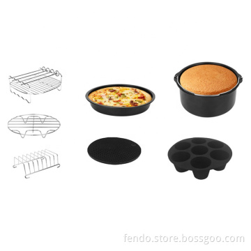 8pcs Cake Pizza Pan Steam Grill Rack for 7inch Round Air Fryer - Silicone Accessories